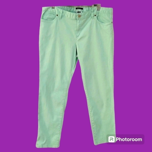 LAND'S END Fit 1 Midrise Mint Straight Leg Denim Ankle Jeans - Picture 1 of 9